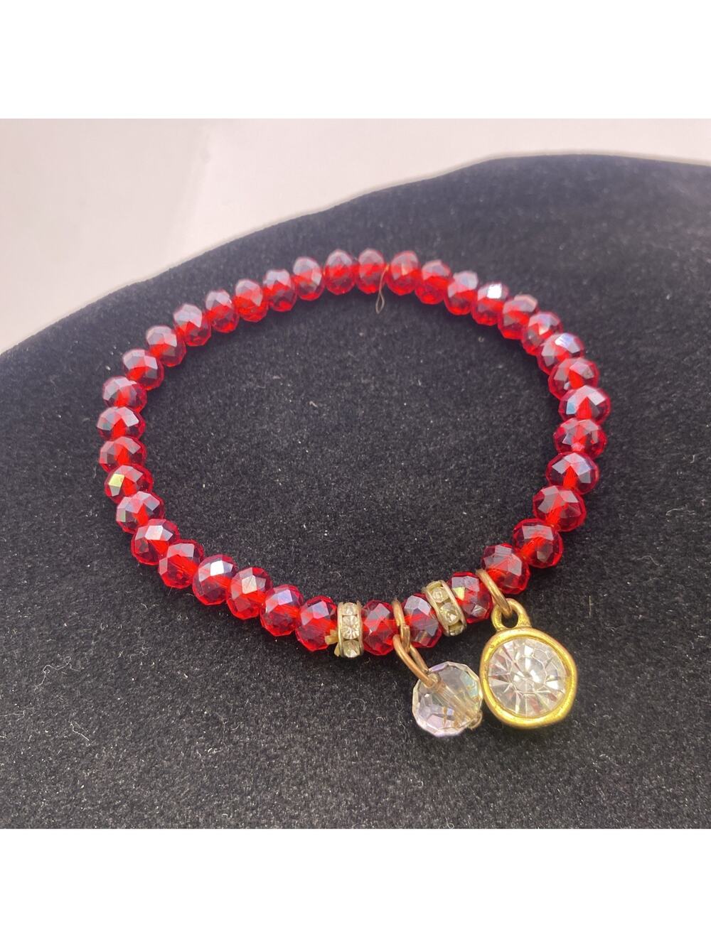 Womens Red Plastic Bead Bracelet